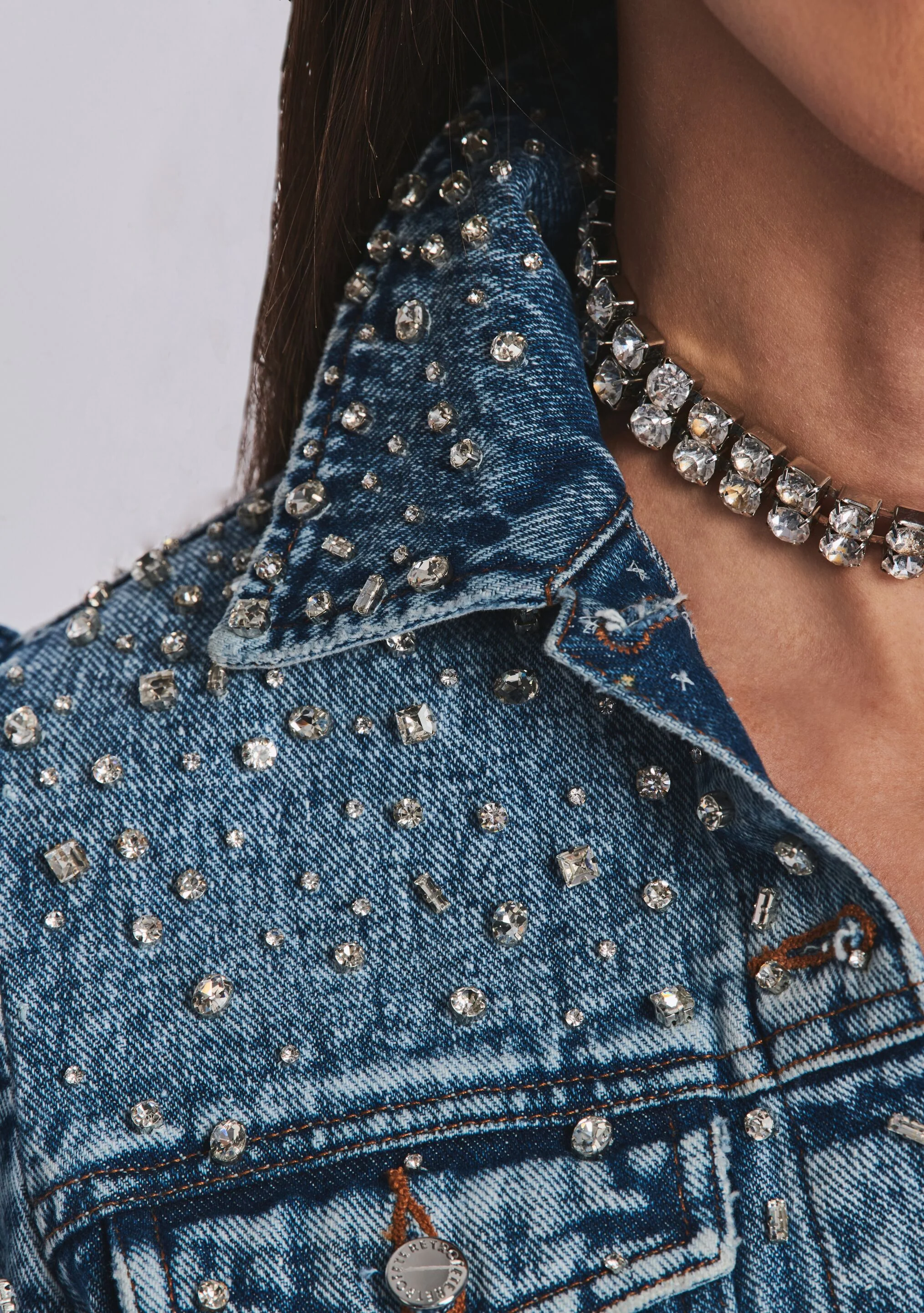 Ada Crystal Embellished Denim Jacket - Image 2