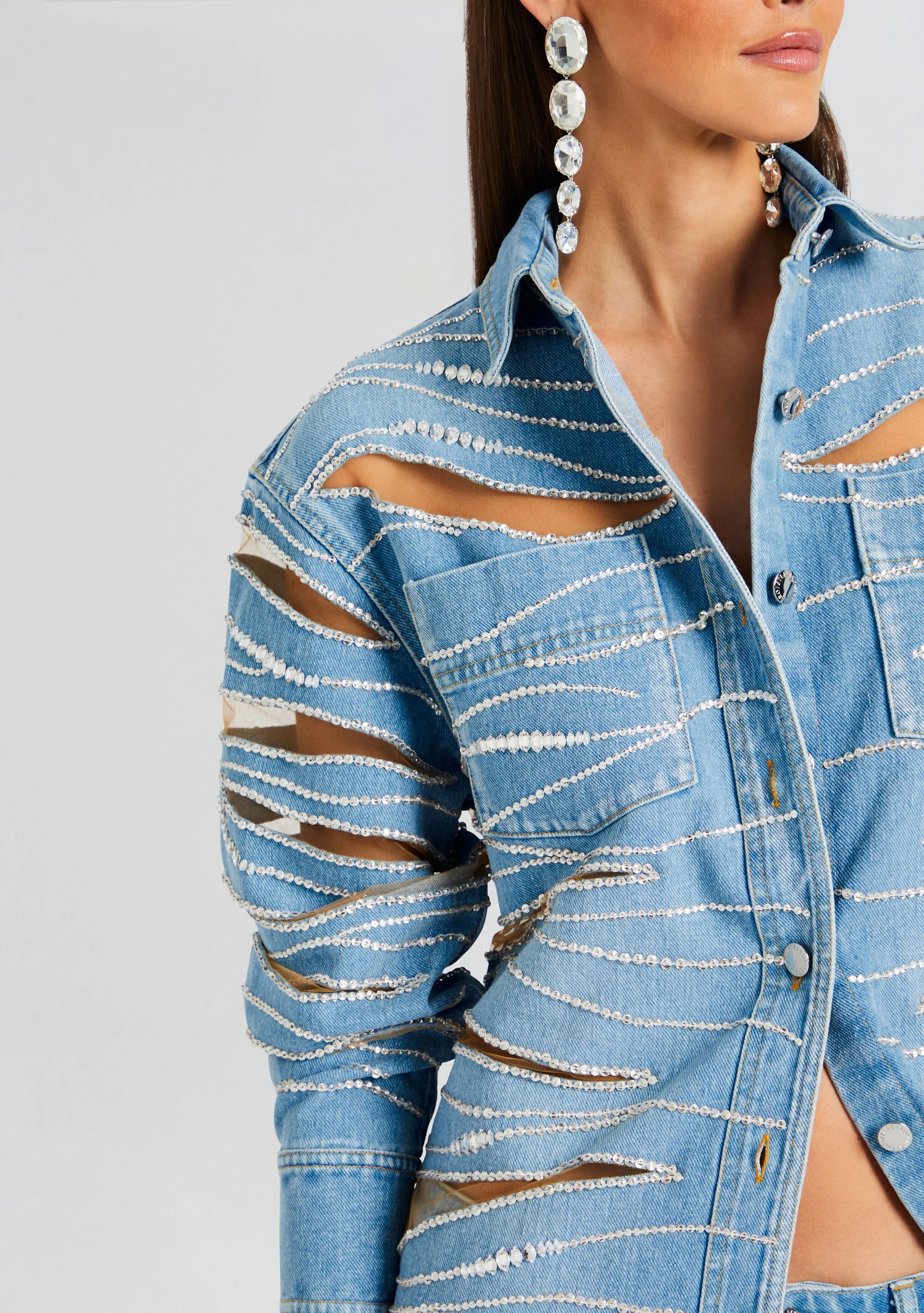 Avani Embellished Denim Shirt - Image 2