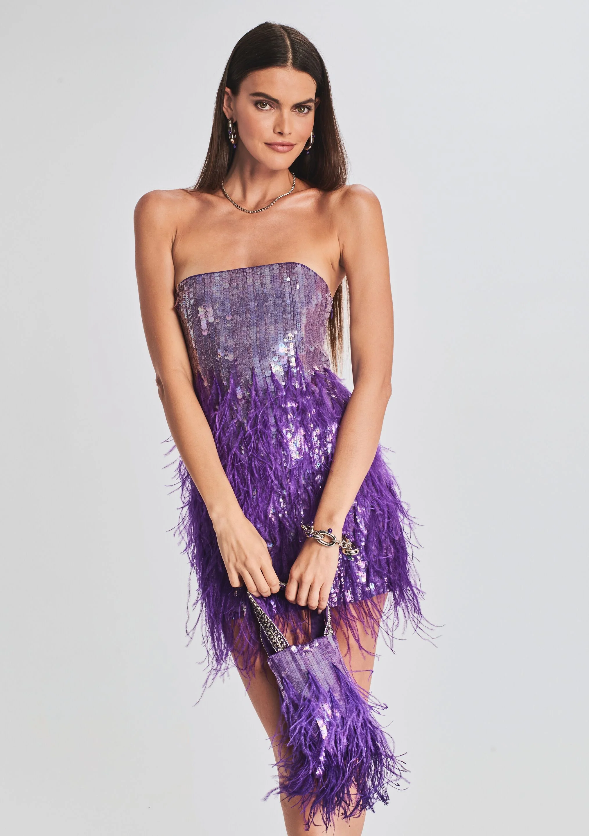 Avery Sequin Feather Bag - Image 2
