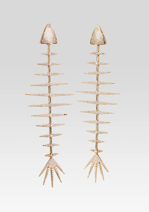 Bimini Crystal Fish Bone Earring