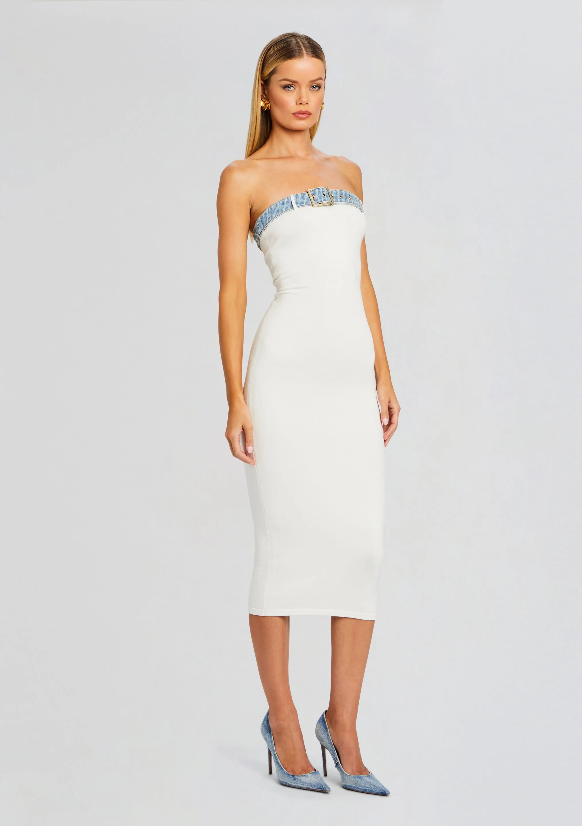 Blanche Knit Denim Dress - Image 3