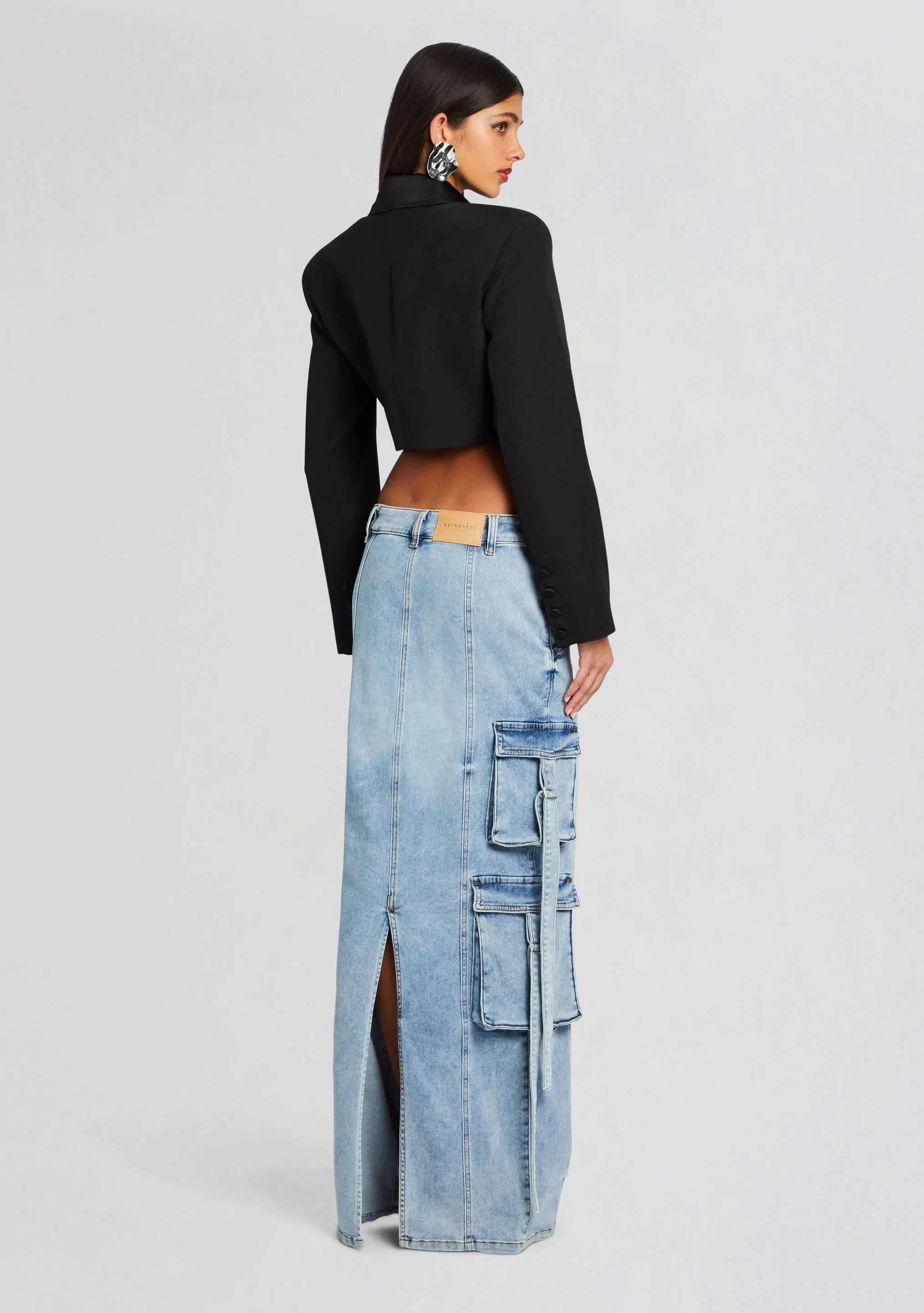 Cerise Cargo Denim Skirt - Image 4