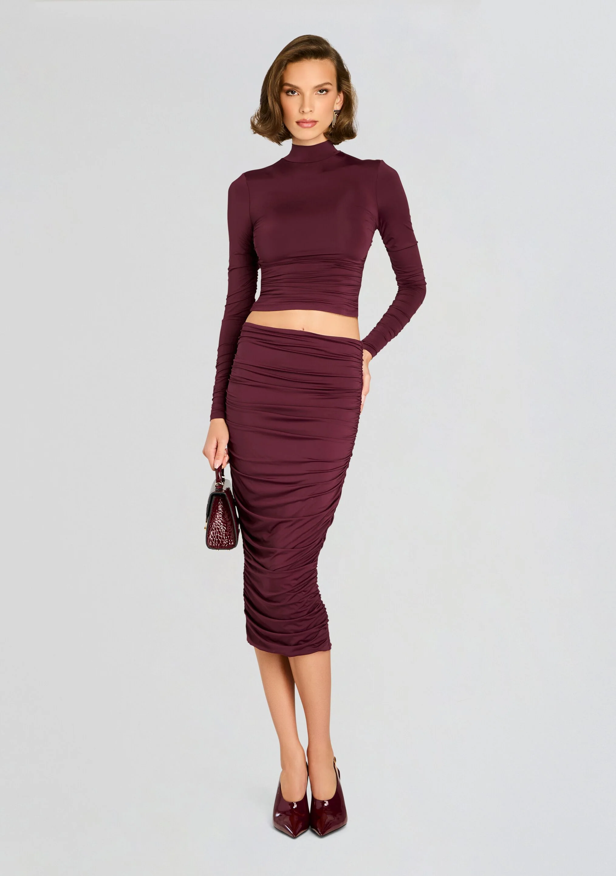 Darcy Mid Rise Ruched Midi Skirt - Image 2