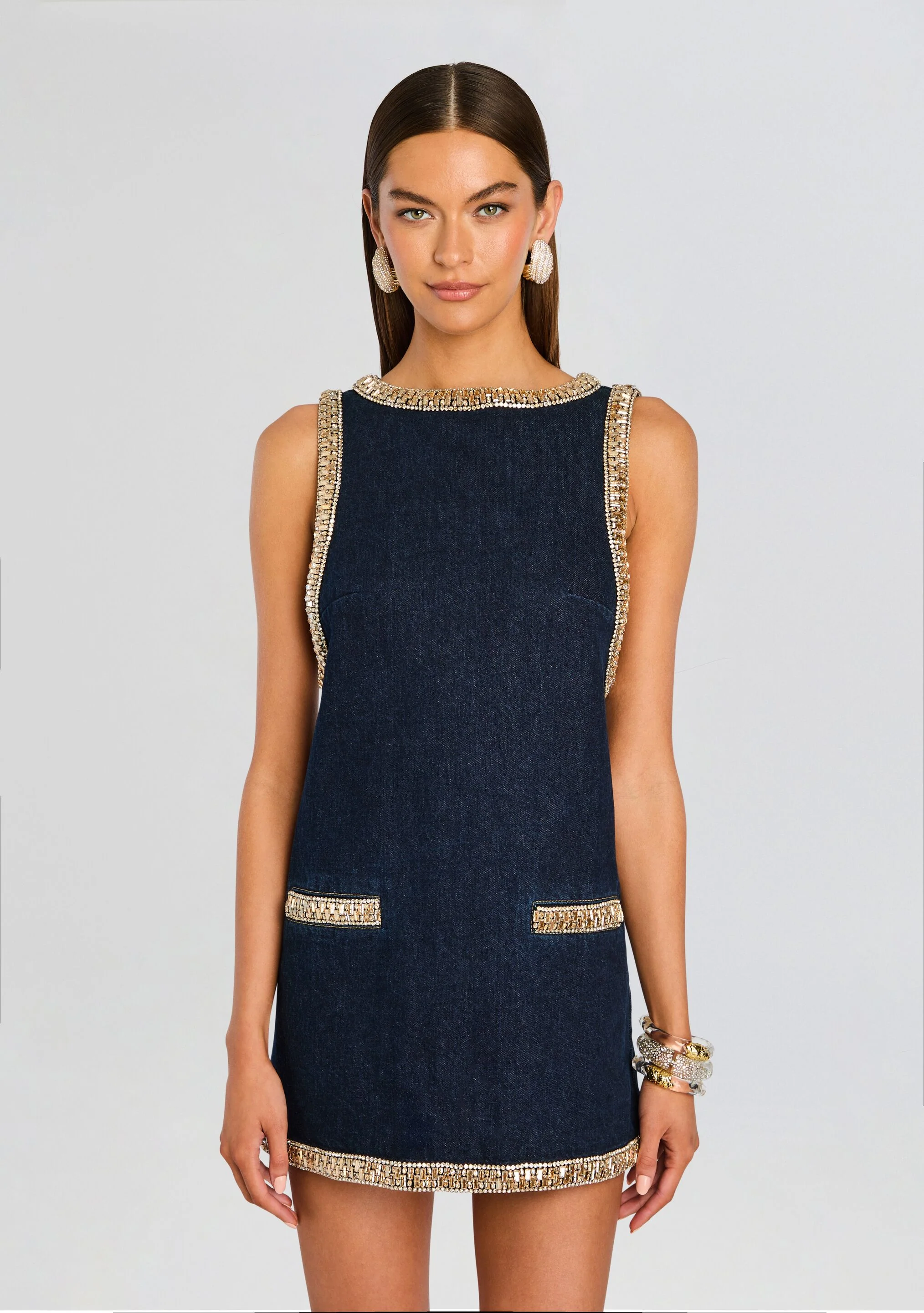 Dorte Denim Embellished Dress - Image 5
