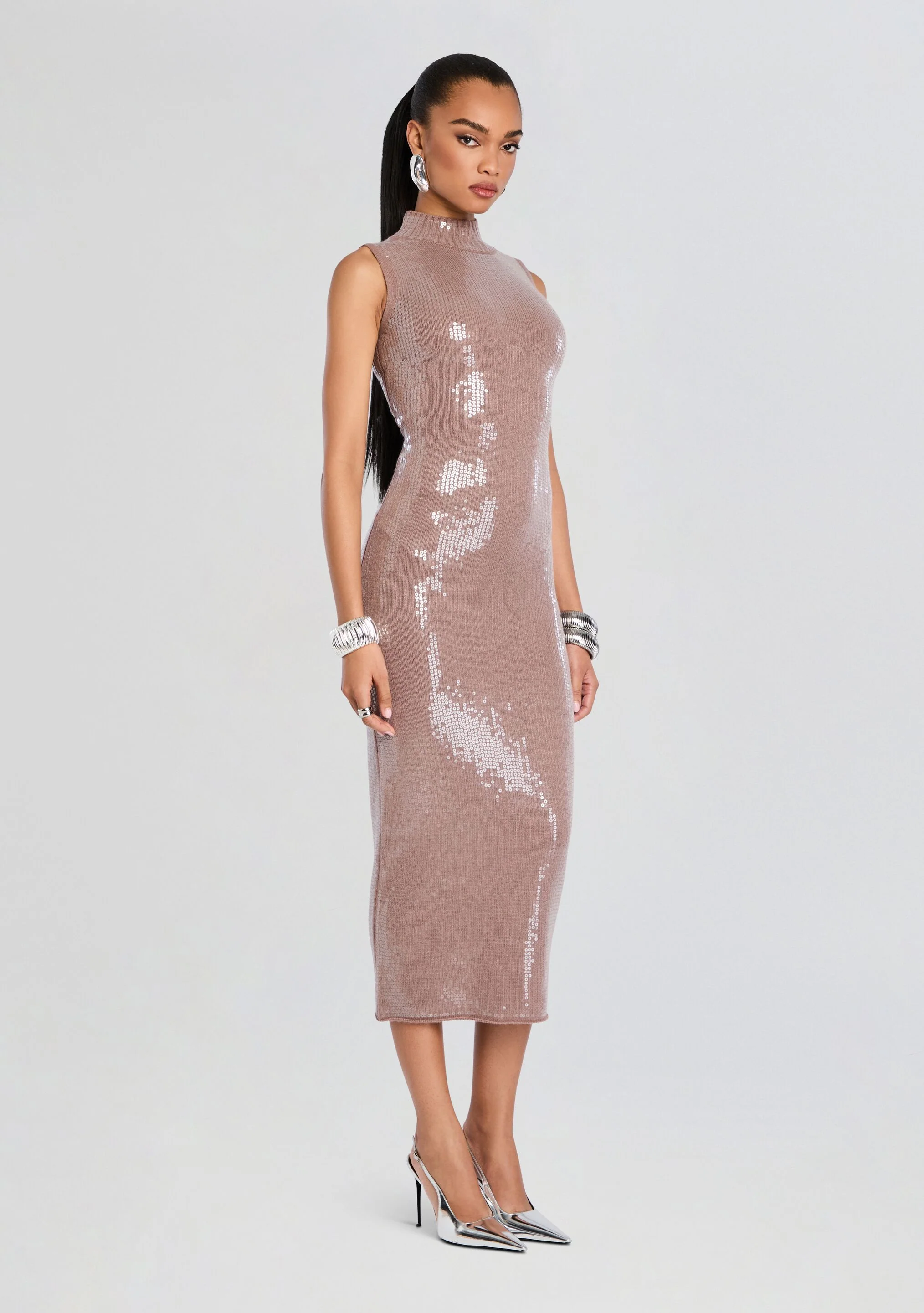 Dove Sequin Knit Dress - Image 3