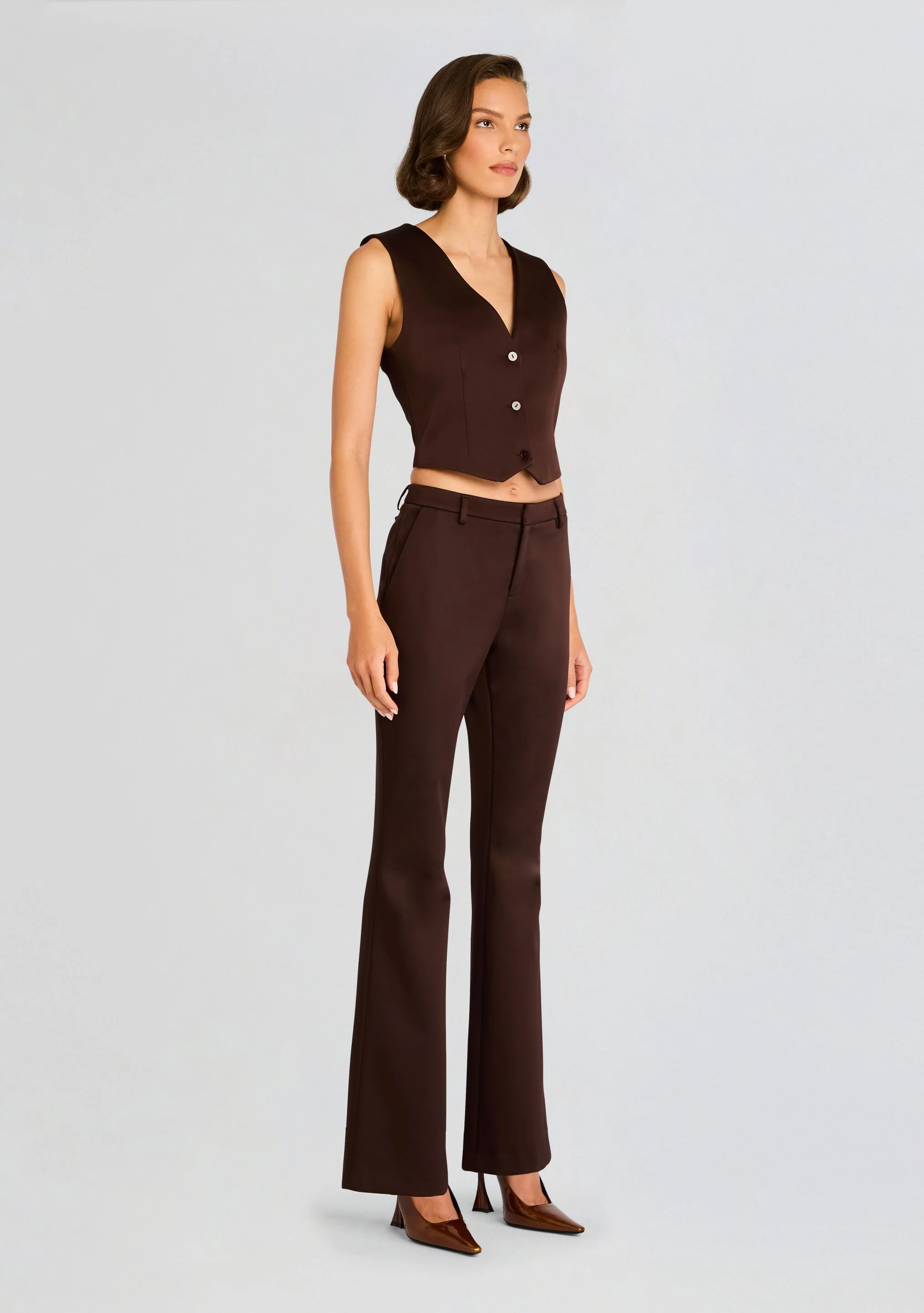 Elvira Heavy Satin Slim Flare Trouser - Image 5