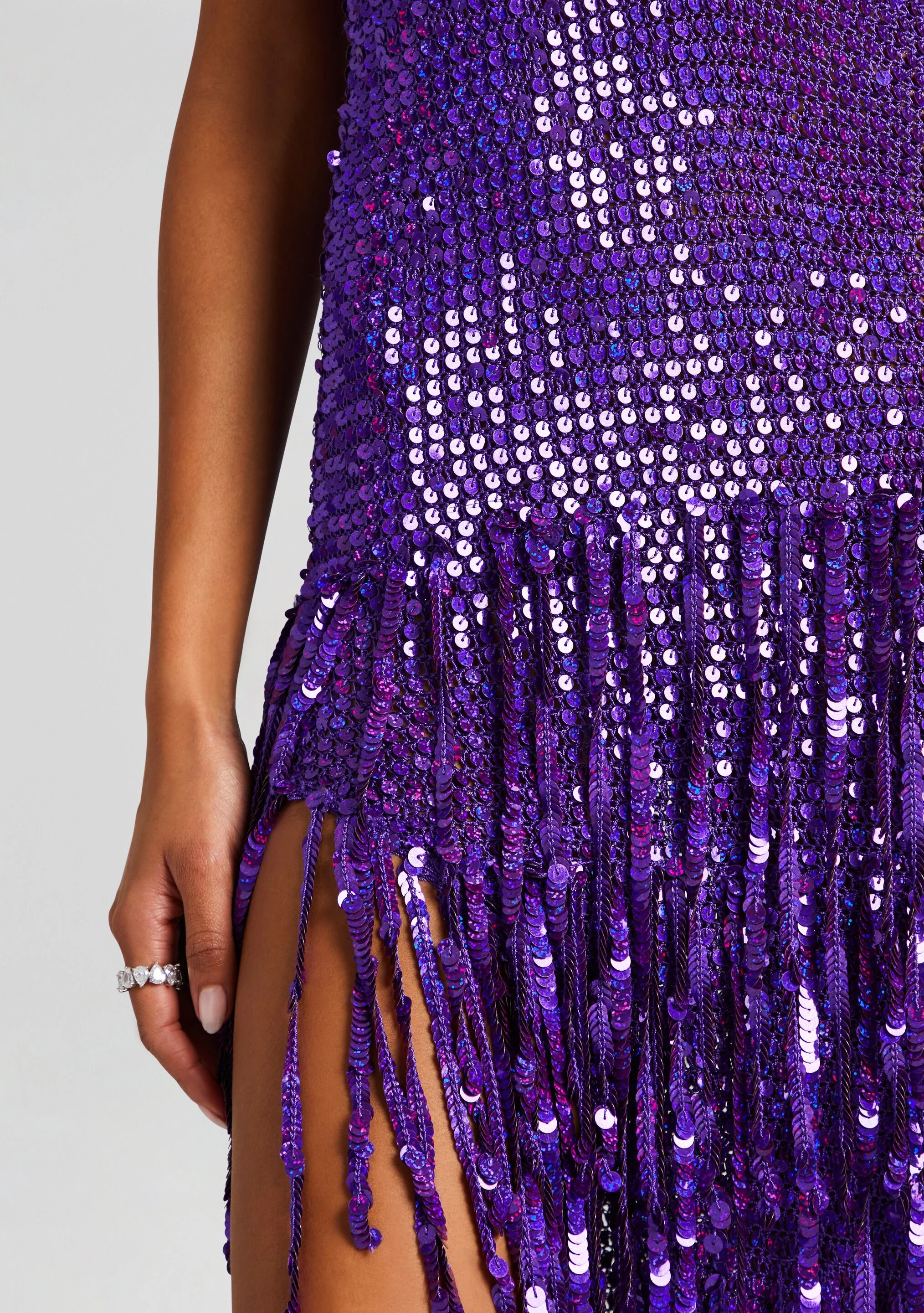 Libra Sequin Fringe Crochet Dress - Image 2