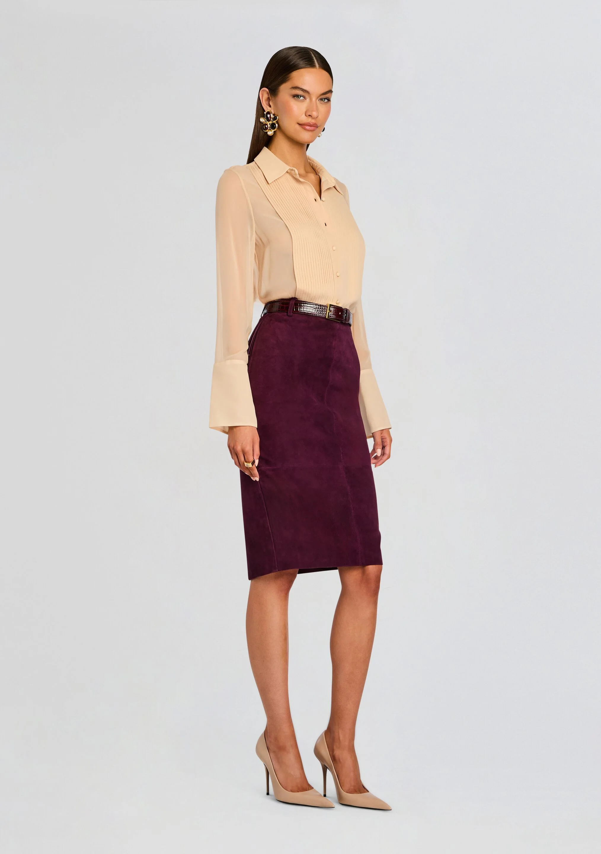Marcella Suede Leather Skirt - Image 3