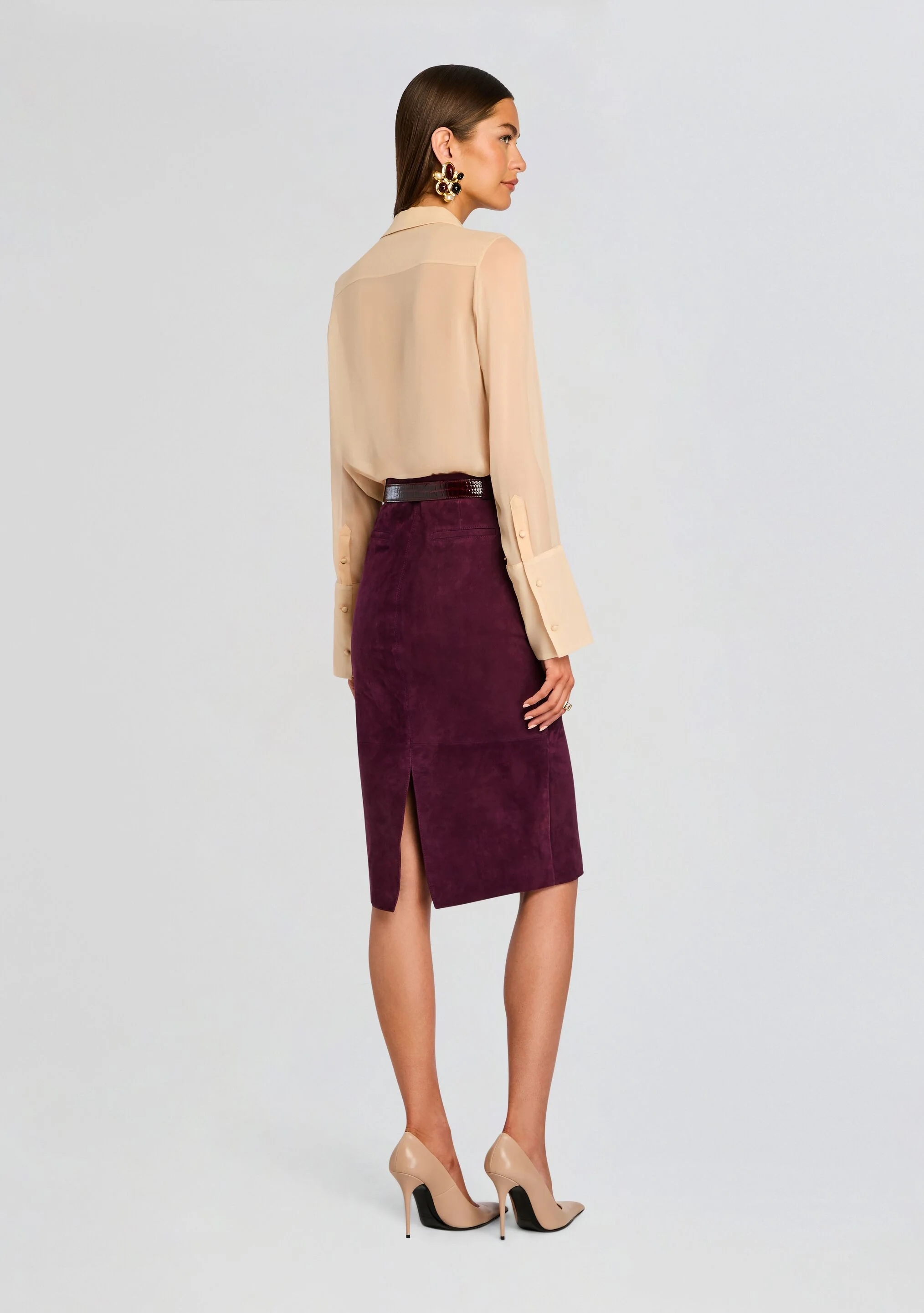 Marcella Suede Leather Skirt - Image 4