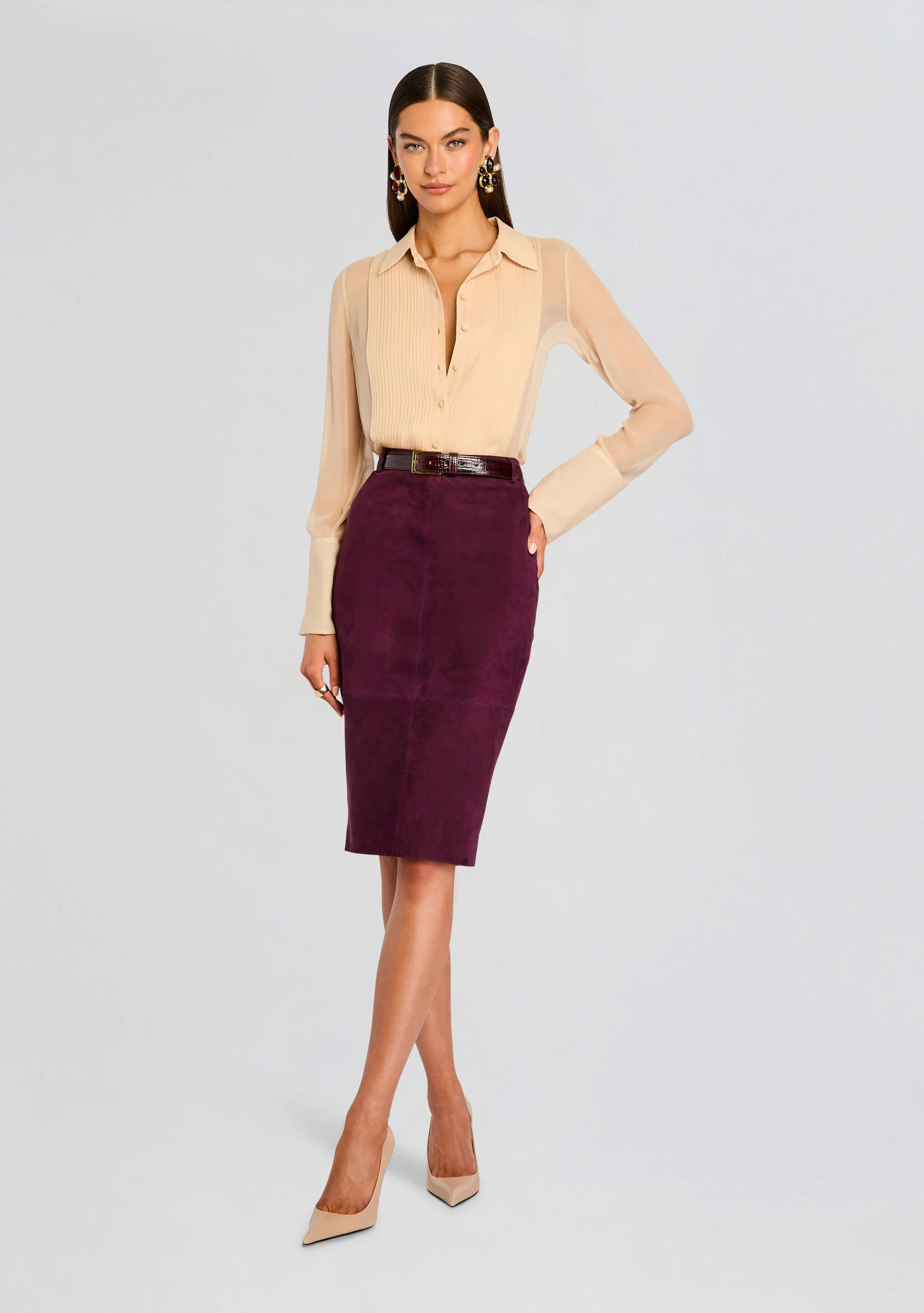 Marcella Suede Leather Skirt - Image 5