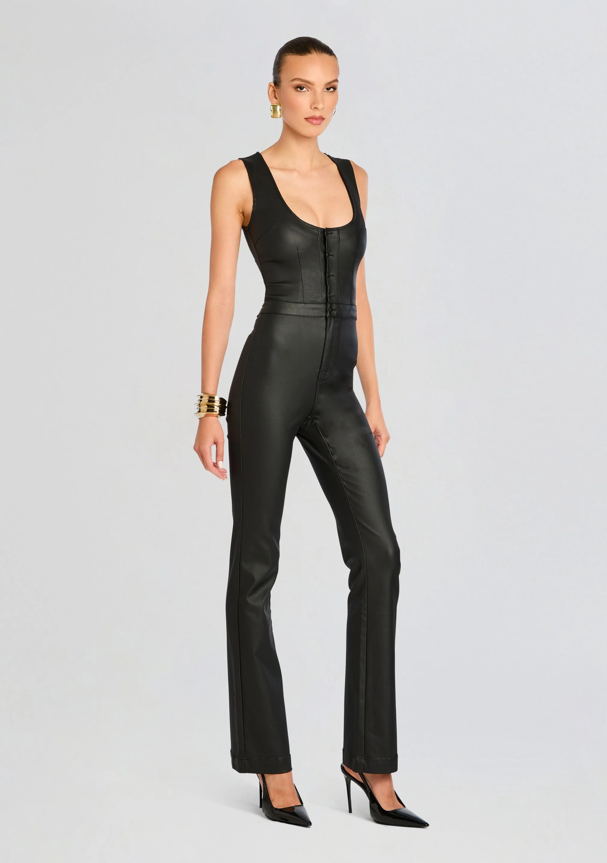 Mckinnon Coated Denim Jumpsuit - Image 4
