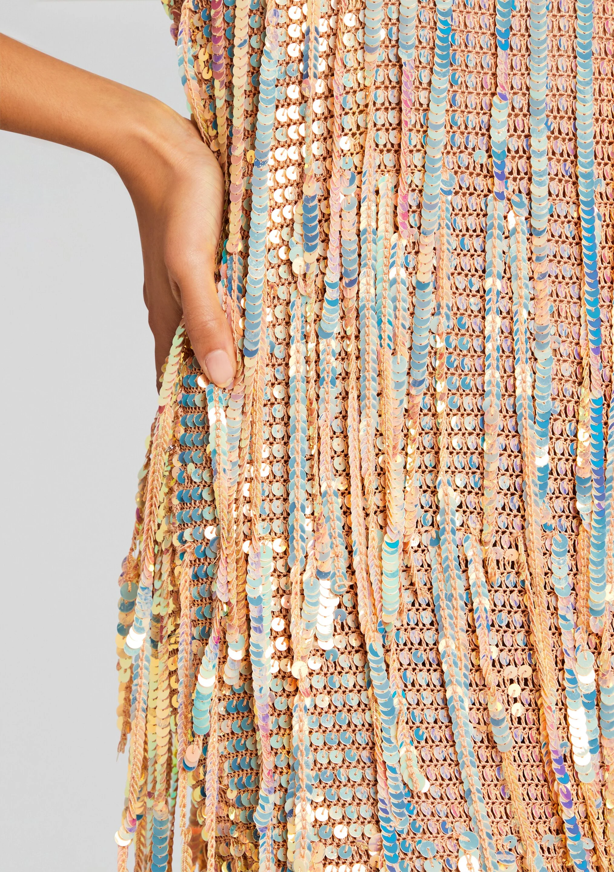 Mevia Sequin Fringe Crochet Dress - Image 2