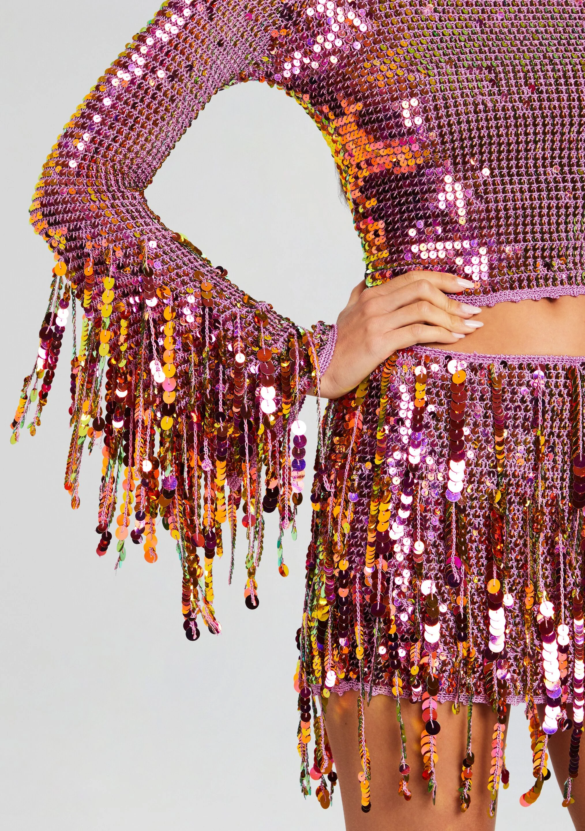 Miriam Sequin Fringe Crochet Top - Image 2