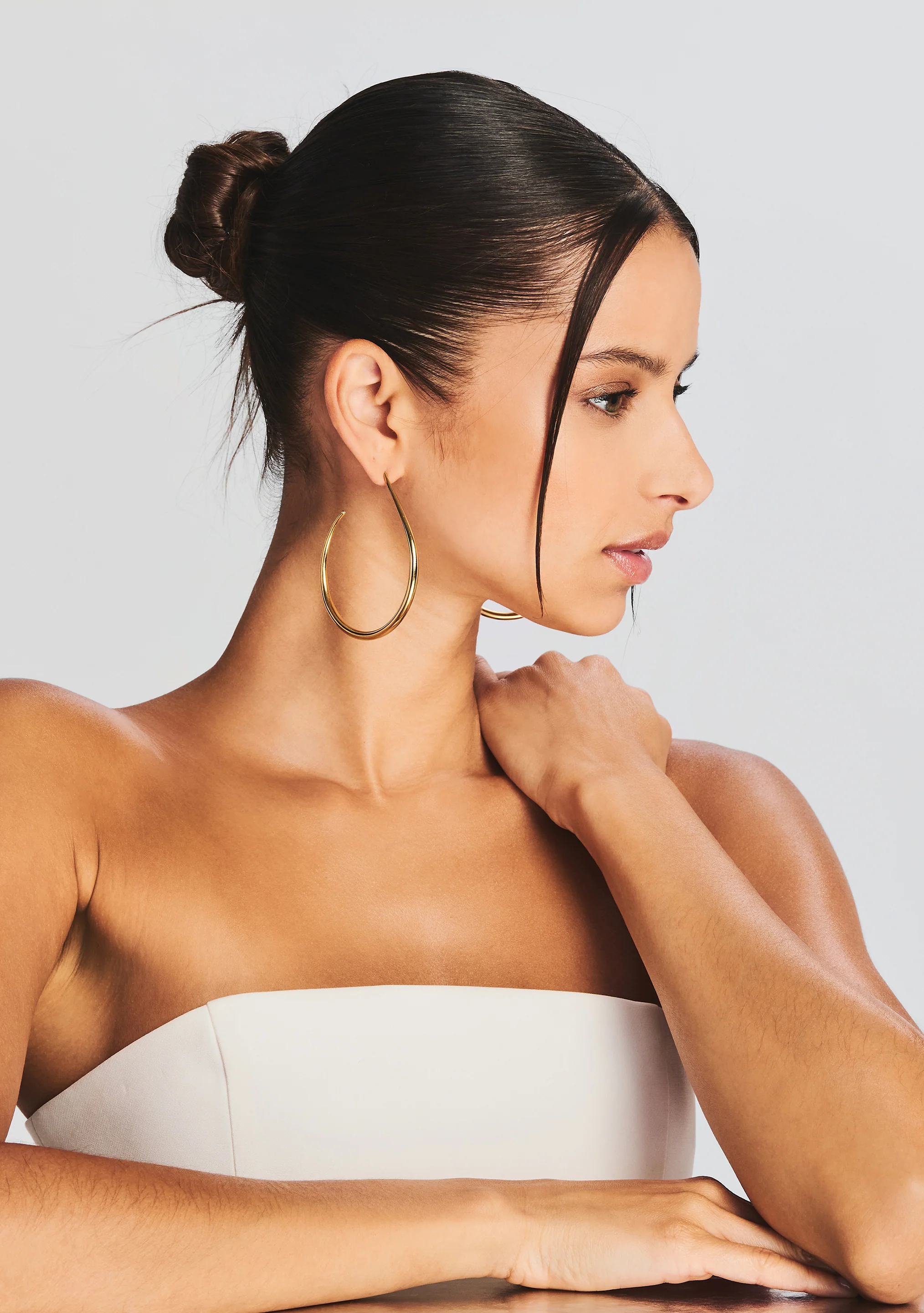 Large Moon Hoop Earrings - Image 2
