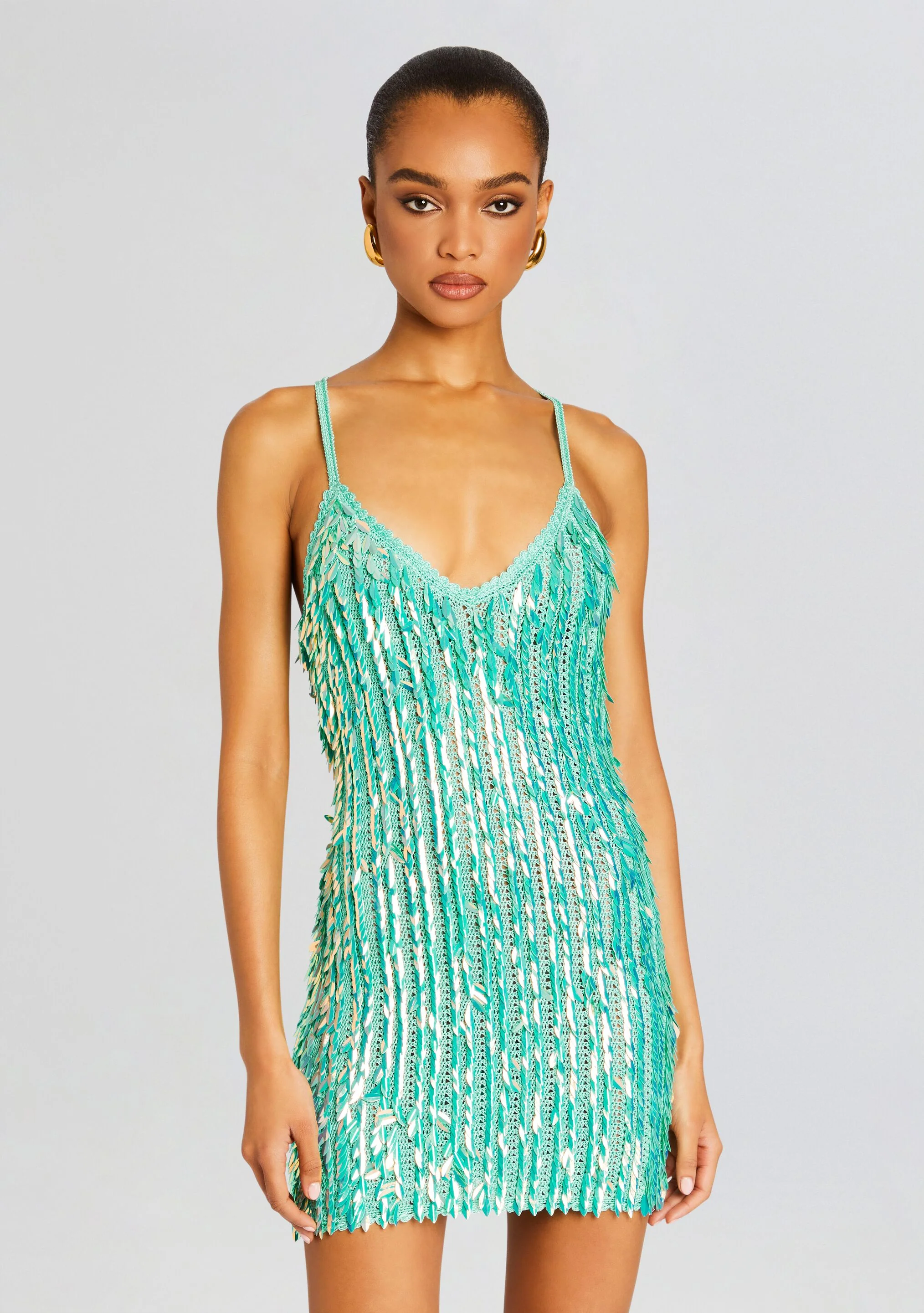 Saros Feather Sequin Crochet Dress - Image 5