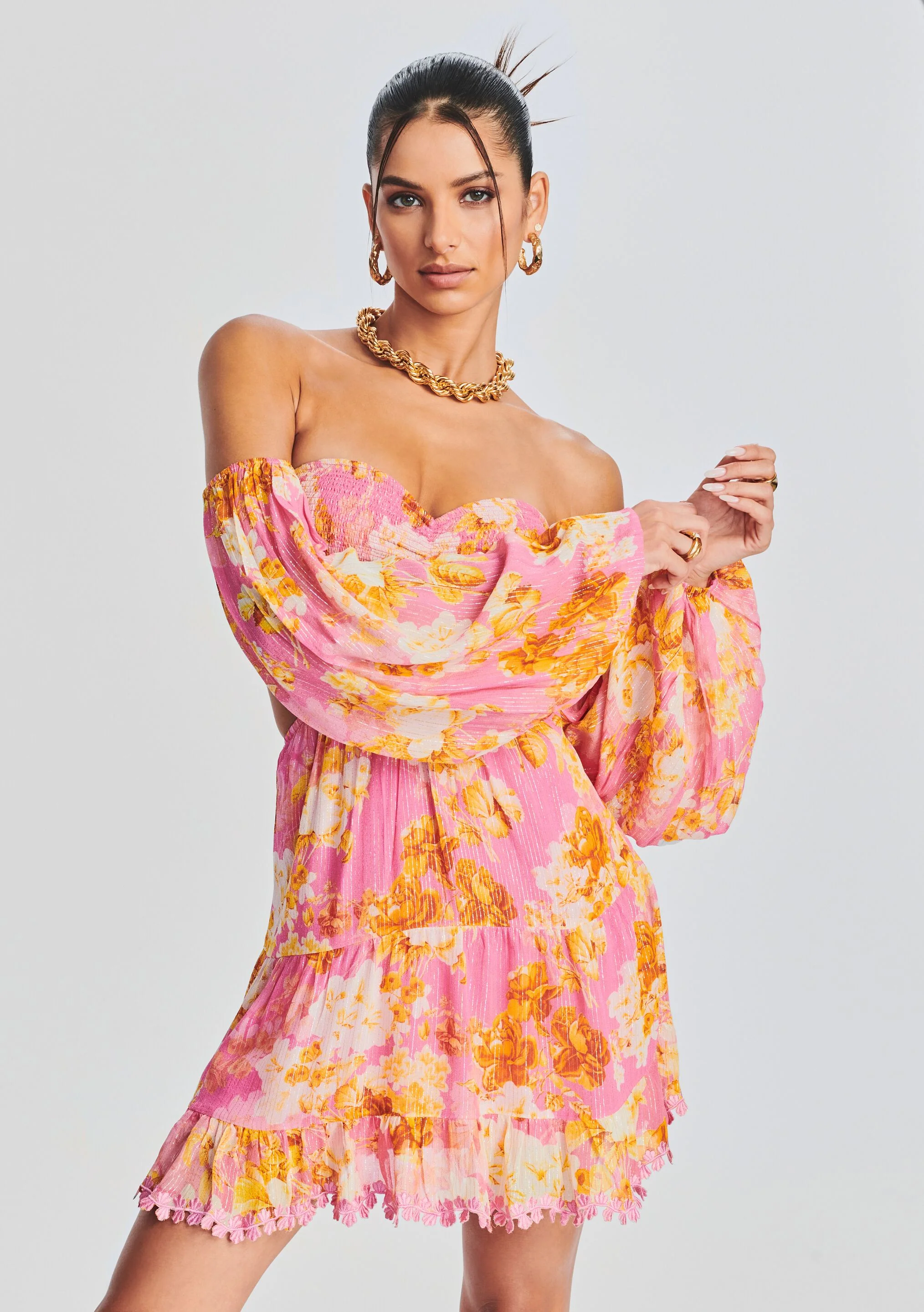 Auril Pink Short Dress - Image 2