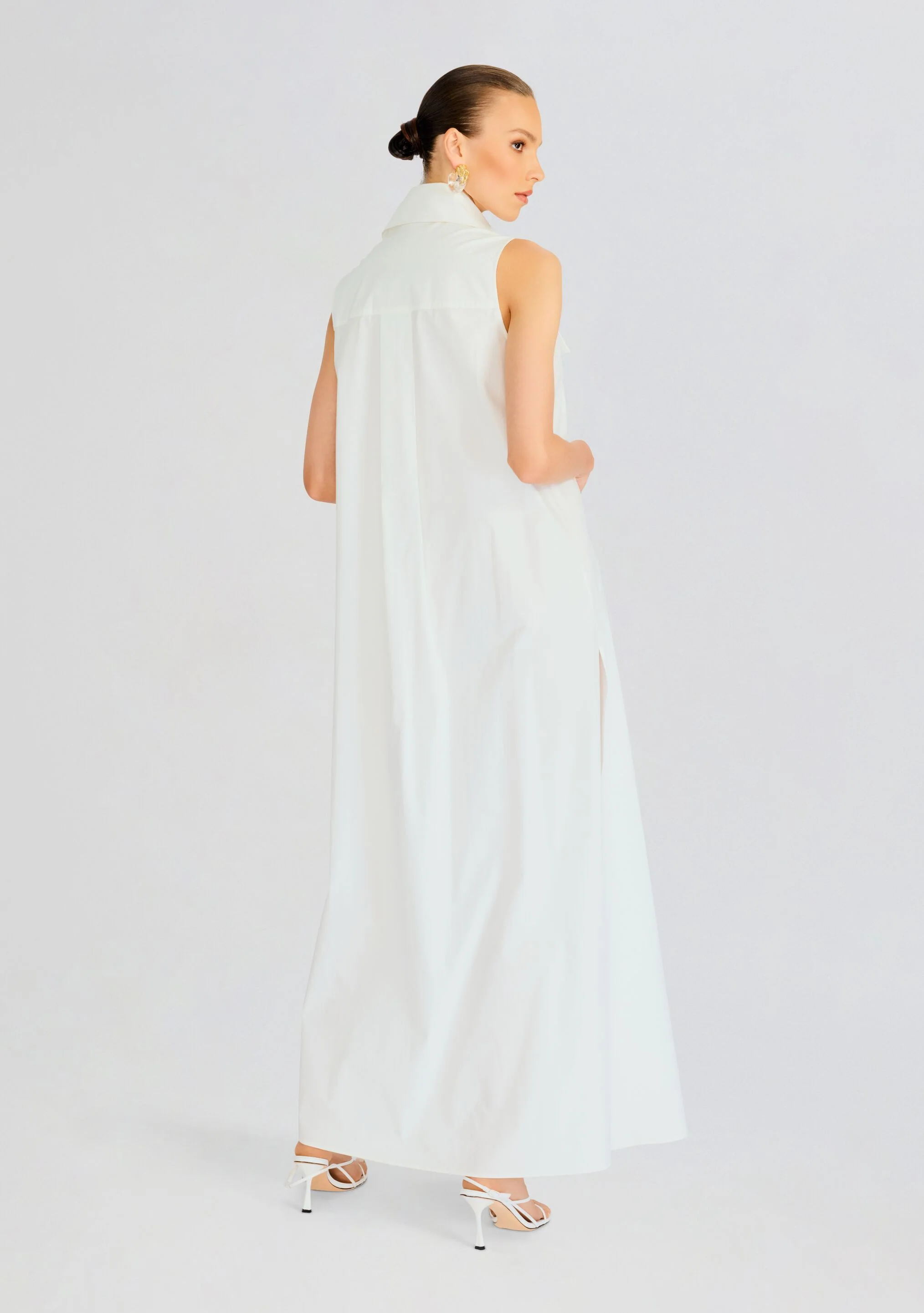 Sleeveless Floor Length Shirt Dress - Image 4