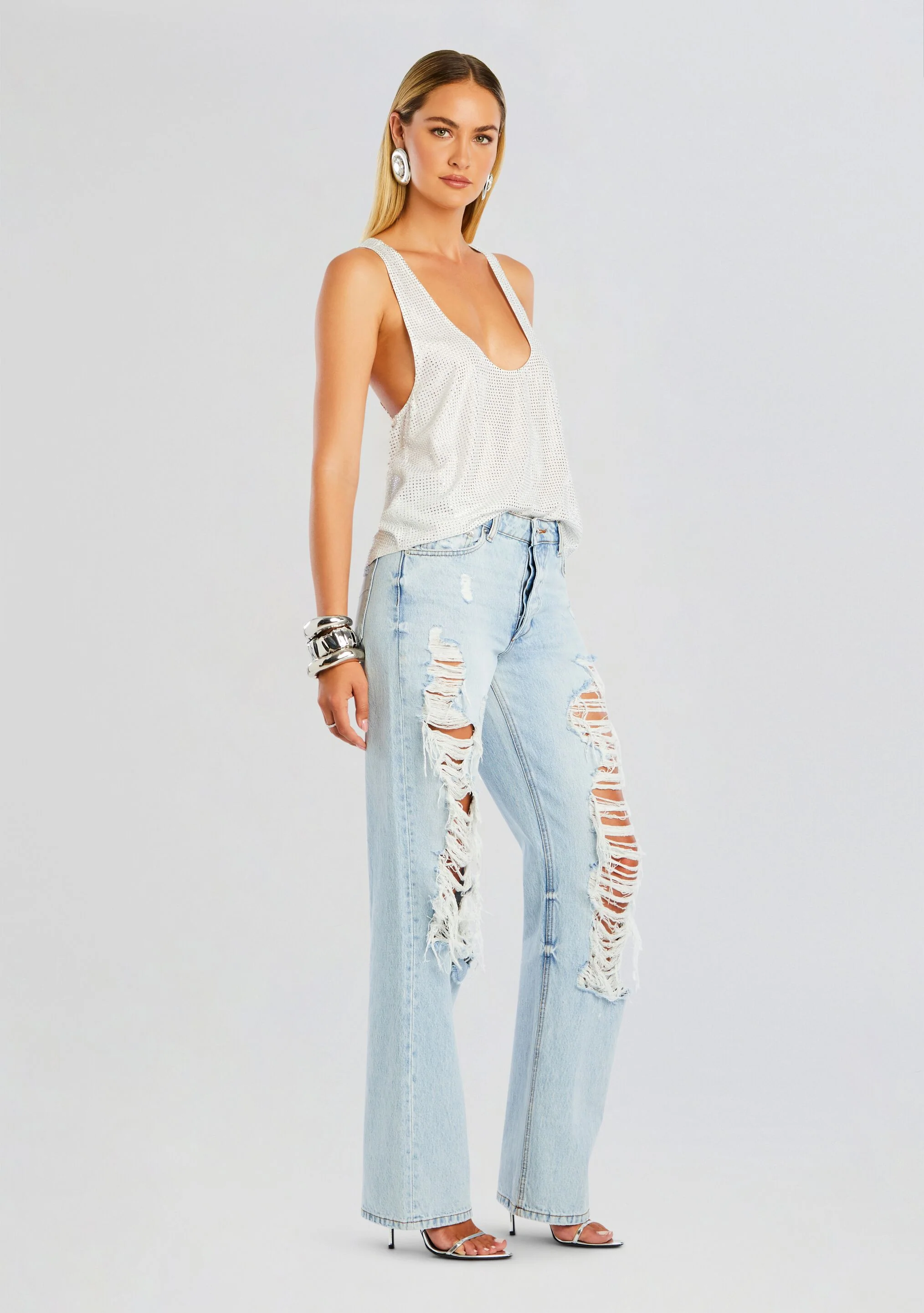 Sunny Mid Rise Distressed Boyfriend Jean - Image 3