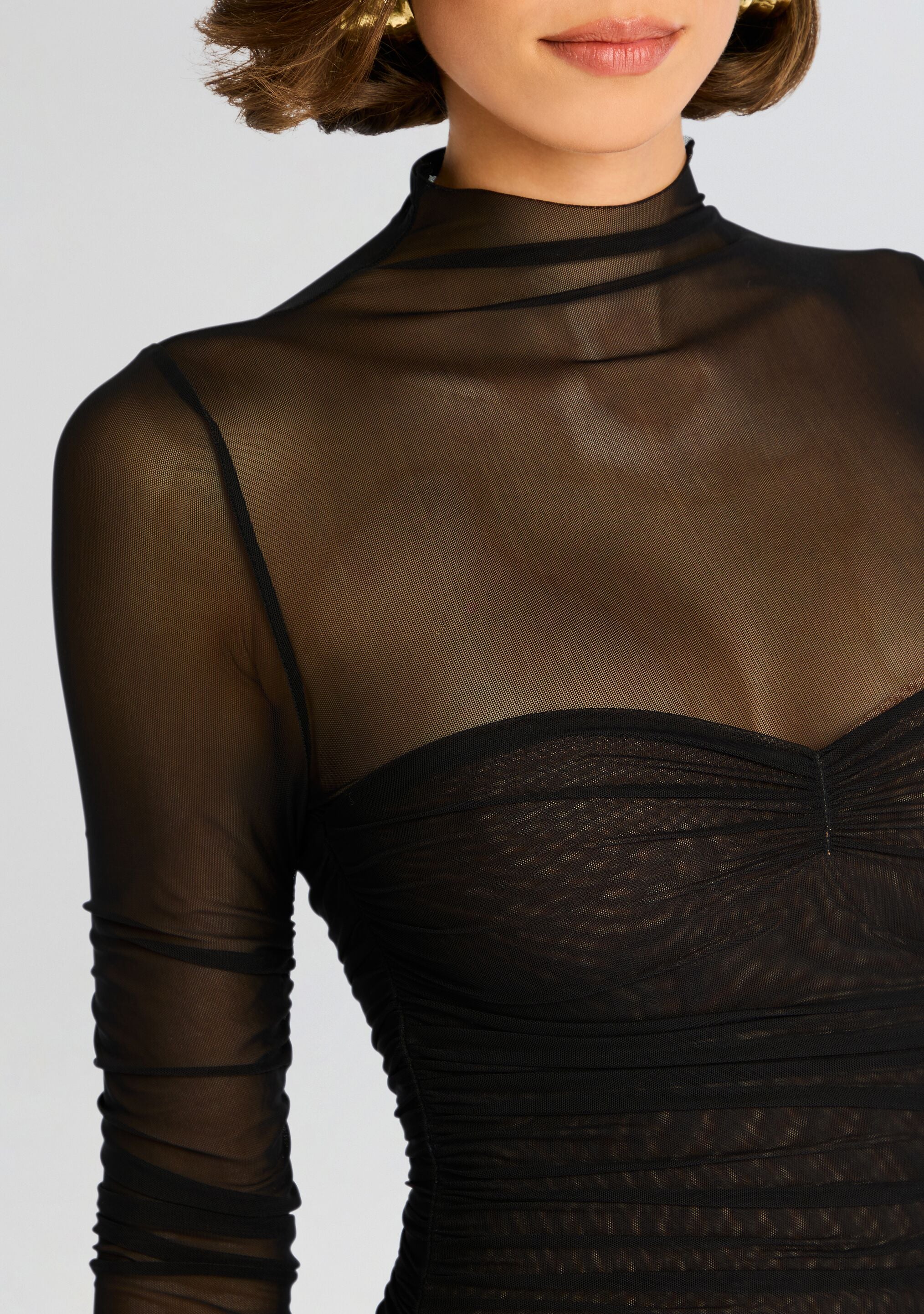 Trina Mesh Ruched Midi Dress - Image 2